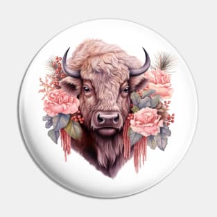 Pink Christmas Bison Pin