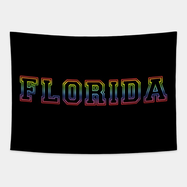 Florida Pride Rainbow Black Tapestry by HighBrowDesigns