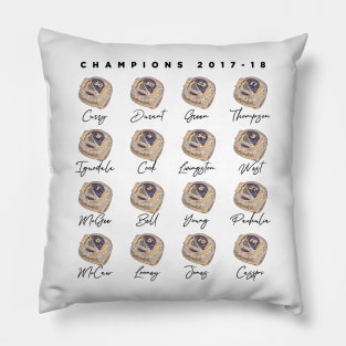 GSW Golden State Warriors Championship Rings 2017-2018 Season Basketball Vector Pillow