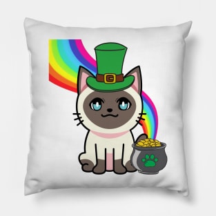 Cute Siamese cat is a leprechaun Pillow