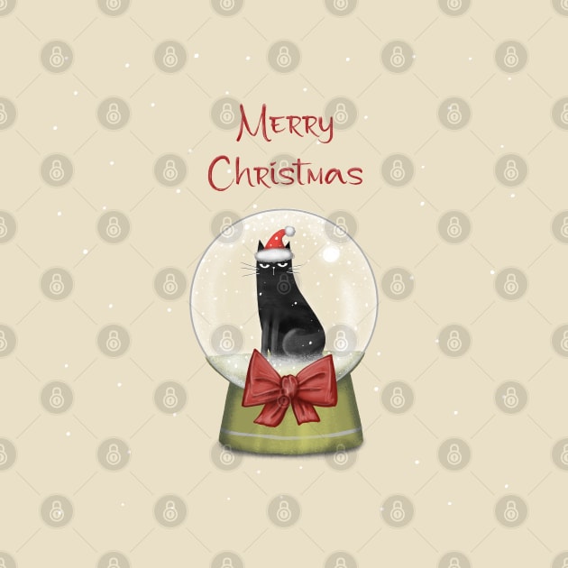 Merry Christmas - Black cats with Santa hat. by Olena Tyshchenko