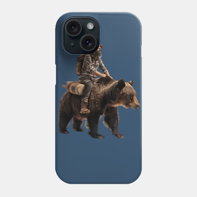 men and grizzly bear Phone Case by TrvlAstral