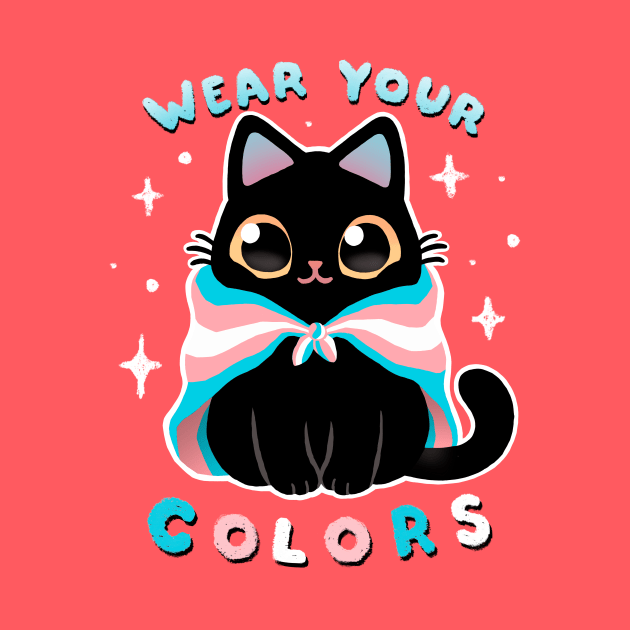 Trans LGBT Pride Cat - Kawaii Rainbow Kitty - Wear your colors by BlancaVidal