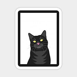 Black Cat Illustrative Portrait Magnet