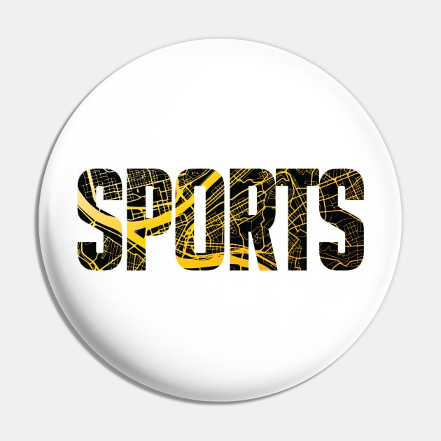 Pittsburgh Sports City Map in Black and Yellow Pin by polliadesign