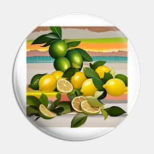 Lemons and Limes on Stripes Pin