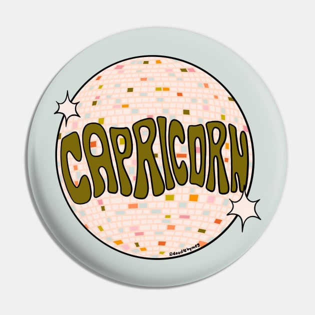 Capricorn Disco Ball Pin by Doodle by Meg