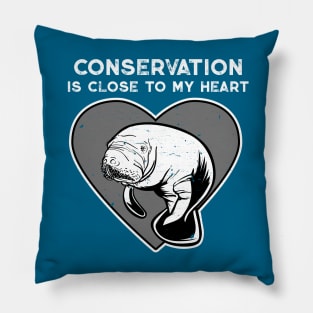 Manatee Conservation Heart Pillow