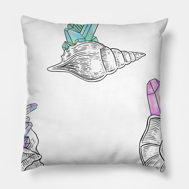 Crystal sea shells Pillow by marissafv