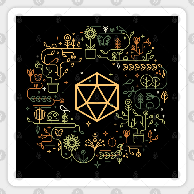 Druid's Polyhedral D20 Dice Set Tabletop Roleplaying RPG Gaming Addict - Dungeons And Dragons - Sticker