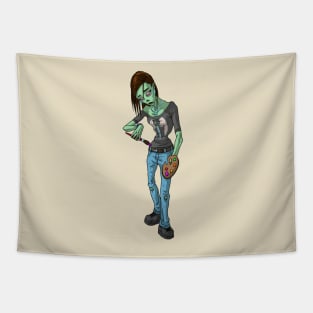 Zombie Girl Artist Painter with a Palette MONSTER GIRLS Series I Tapestry