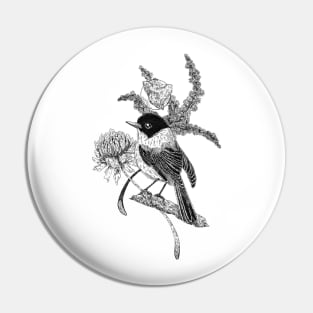 Flycatcher Bird & Flowers | Black Pin