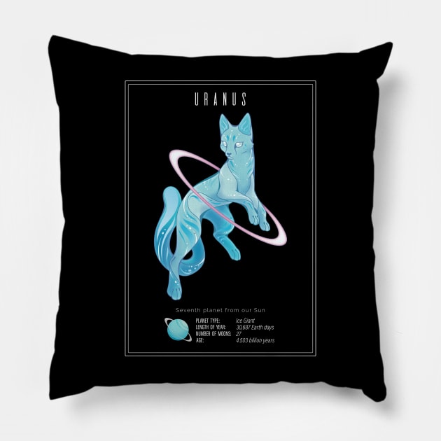 Uranus Cat Planet Pillow by ChocolateRaisinFury