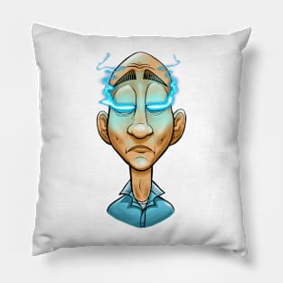 Sci fi character blue eyes Pillow