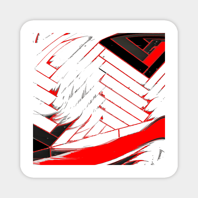 red grey black and white abstract geometrical art Magnet by katerina-ez