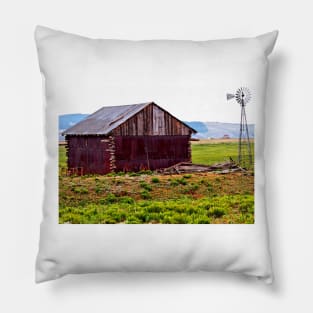 Old Colorado Barn and Windmill Pillow