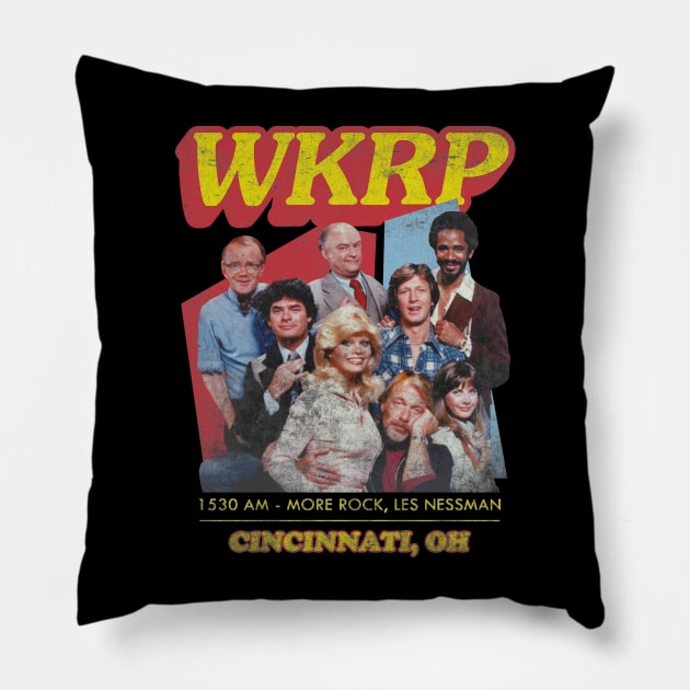 wkrp in cincinnati colours retro Pillow by nikalassjanovic