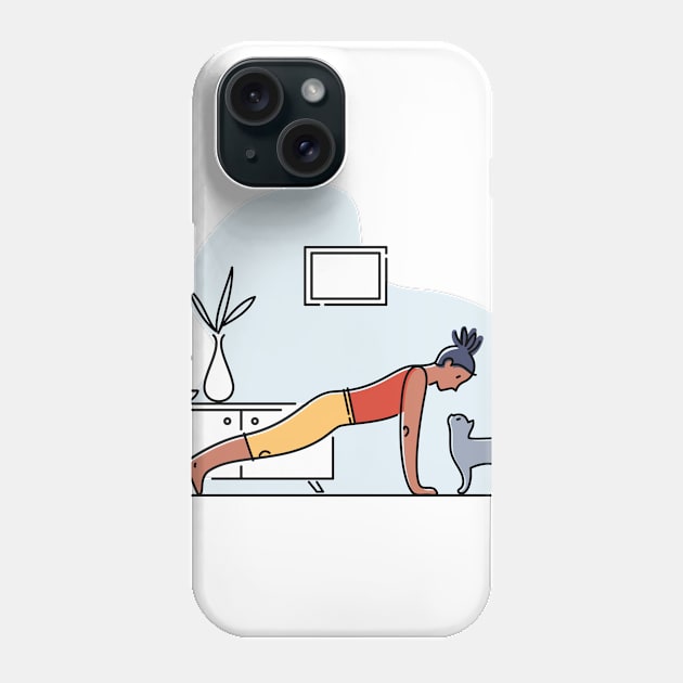 YOGA WITH CAT ILLUSTRATION Phone Case by Trio Store