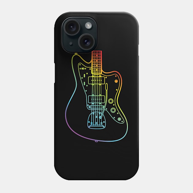 Offset Style Electric Guitar Body Colorful Outline Phone Case by nightsworthy