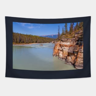 Canada. Canadian Rockies. Jasper National Park. Athabasca River. Cliff. Tapestry