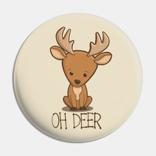 Oh Deer - cute worried little kawaii deer Pin