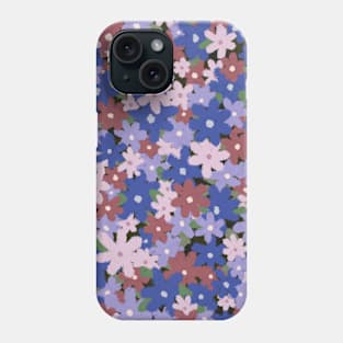 Oil Pastel Flower Print - blue and pink Phone Case