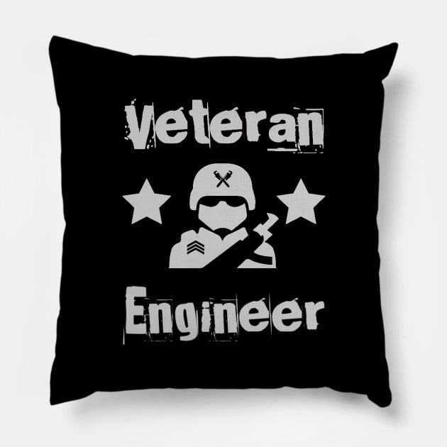 Veteran Engineer Army Grey Pillow by The Hvac Gang