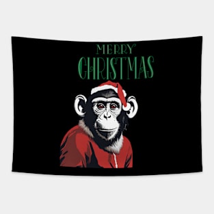 Christmas parody of Santa in a monkey suit, fun and funny Tapestry