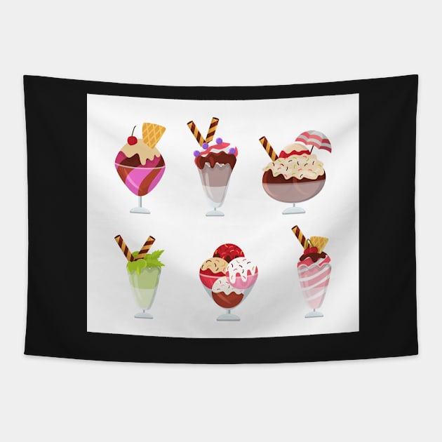 Ice Cream Sundae Fun Day Summer Vacation Vibes Cute Social Distancing FaceMask Tapestry by gillys