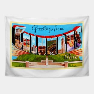 Greetings from Columbus, Ohio - Vintage Large Letter Postcard Tapestry