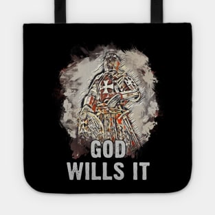 God Wills It Knights Templar Crusader Warrior Fearless Staggering Honor Abstract Art Tote