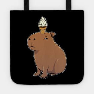 Capybara with Vanilla Ice Cream on its head Tote