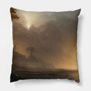 easy landscape, beautiful wall painting for living room flawless Pillow