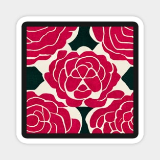 Abstract Red Rose Pattern Magnet