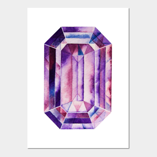 Watercolor Amethyst Purple Stone Amethyst Posters And Art Prints Teepublic Uk