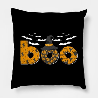 Funny Boo Halloween Teacher Witch Hat Bats Ghosts Pillow