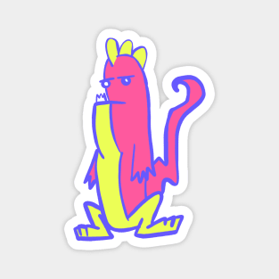 Roaring Fun: Playful Pink and Yellow Dinosaur Magnet