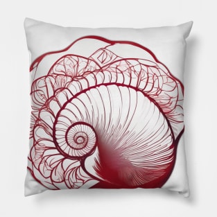 Elegant Red Nautilus Shell Illustration No. 751 Pillow