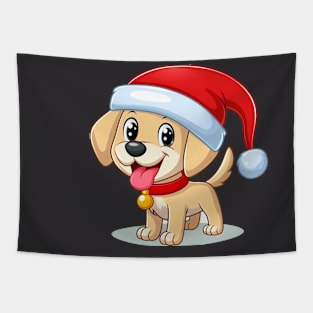 Labrador wearing a Santa hat Tapestry