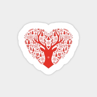 Christmas deer with red heart Magnet