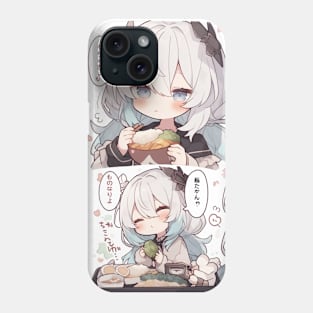 Chibi Girl try to eat food Phone Case