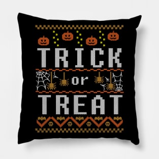 Trick or Treat Happy Halloween Pumpkin Face Skull Witch Bat Spooky Pillow