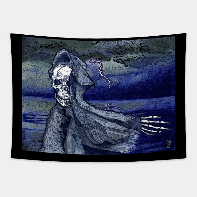 Death on the Beach Tapestry by IckyScrawls