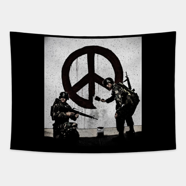 Peace Soldiers Painting Graffiti Banksy Stencil Street Art Peace