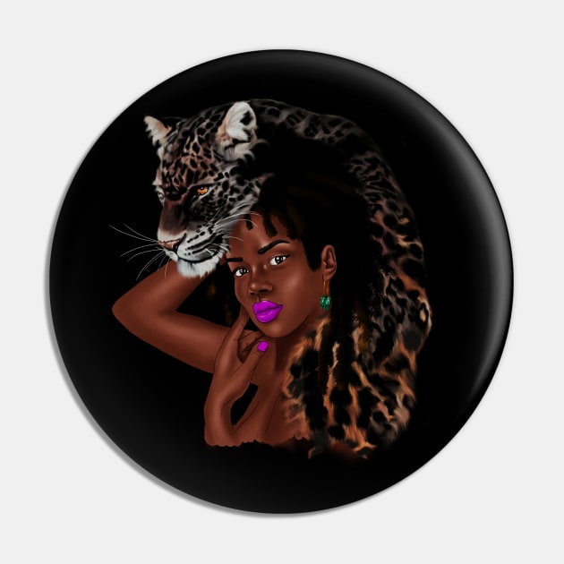 African Woman with Leopard Skin, African Tribal Art Pin by dukito