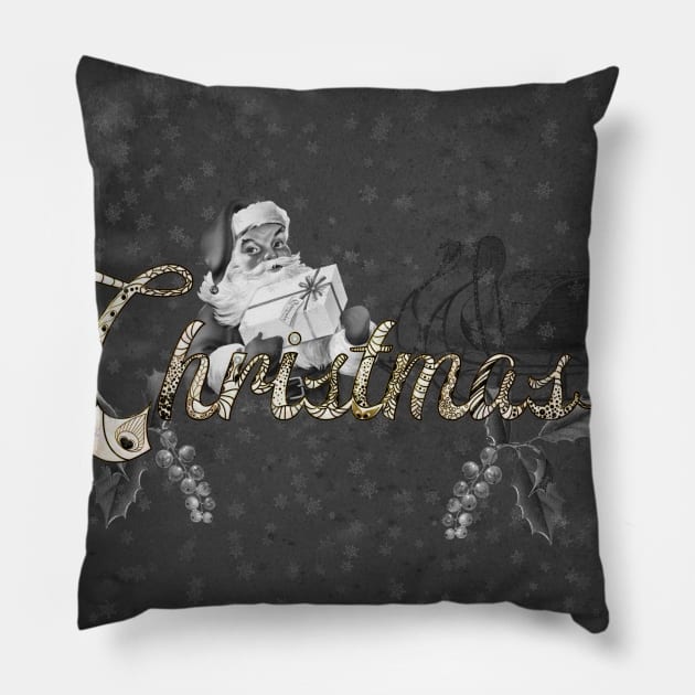 Christmas with Santa Claus in black and white Pillow by Nicky2342