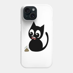 Funny black cat smells poo poo Phone Case