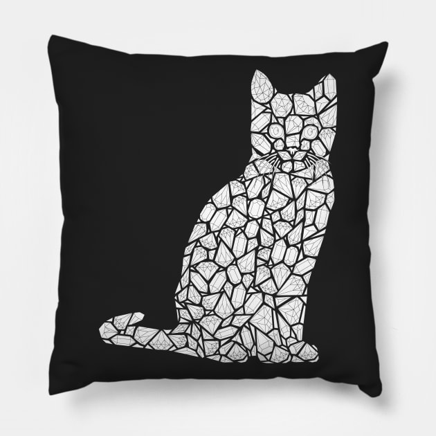 Crazy Cat Lady Coloring Page Diamonds Crystals Gemstones Pillow by annagrunduls