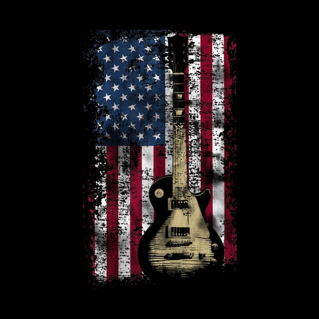 Vintage Us Flag Guitar American Flag Gift by Jannysingle