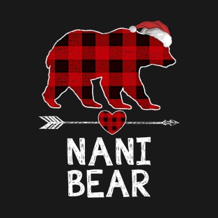 Red Plaid Nani Bear Santa Arrow Shirt Matching Pajama Family T-Shirt